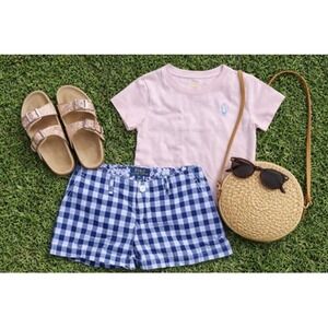 Polo Ralph Lauren Shorts Girls 14 Blue Gingham Check Chino Pockets Summer